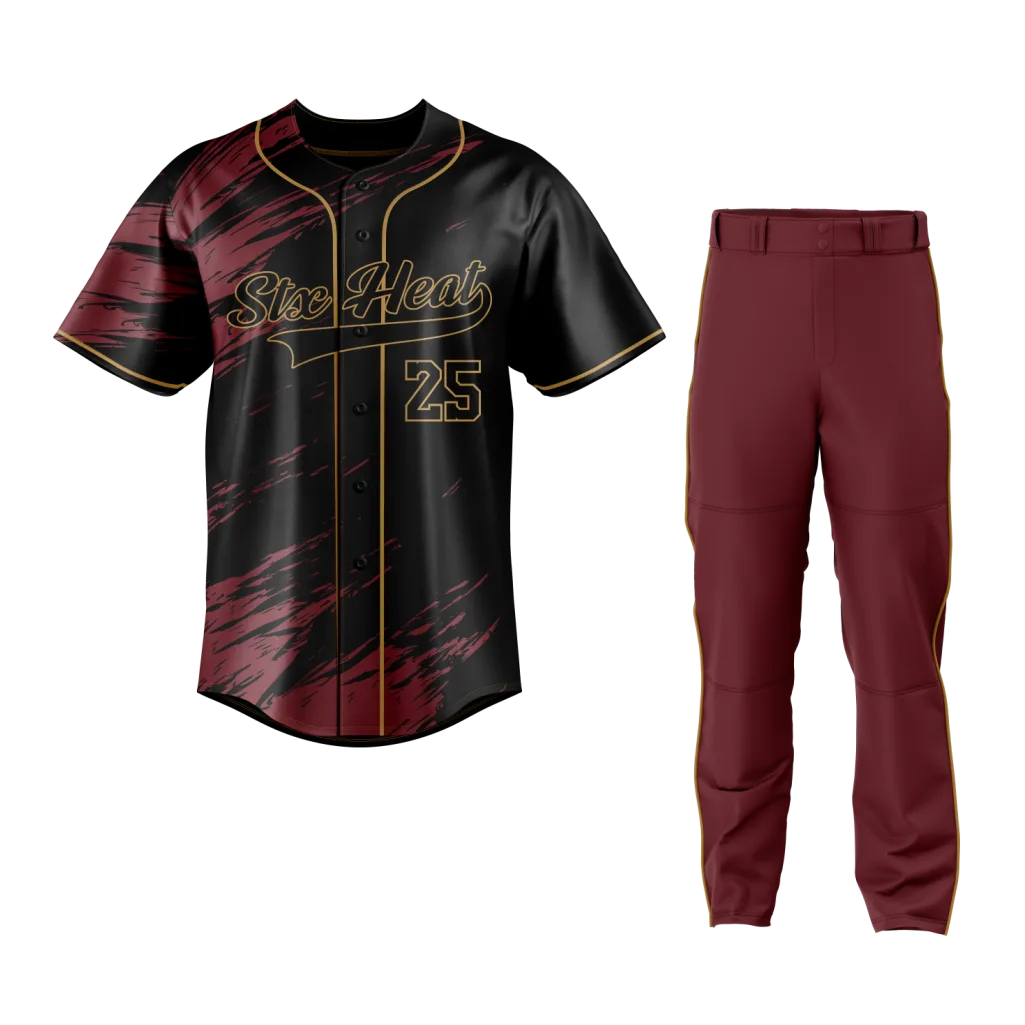 Baseball Black Maroon Uniform