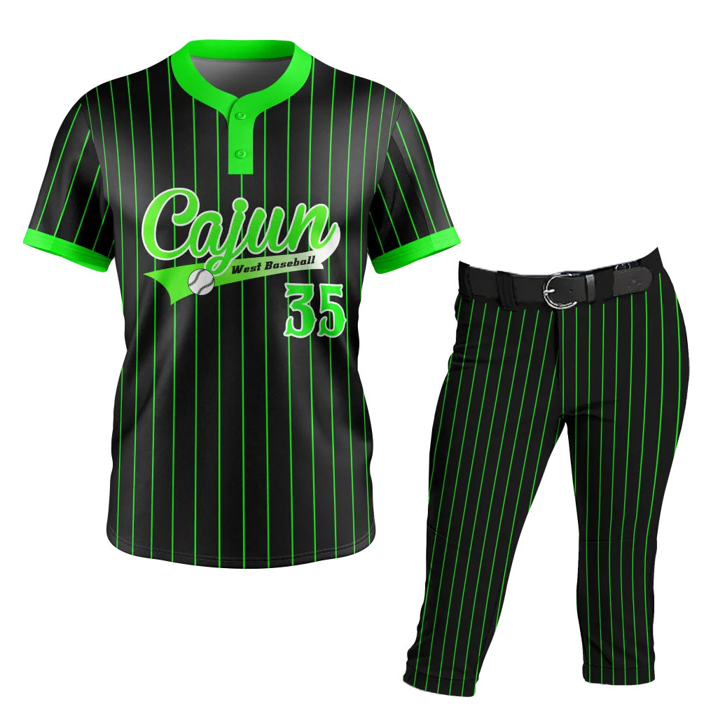 Green Pinstripe Softball Uniform