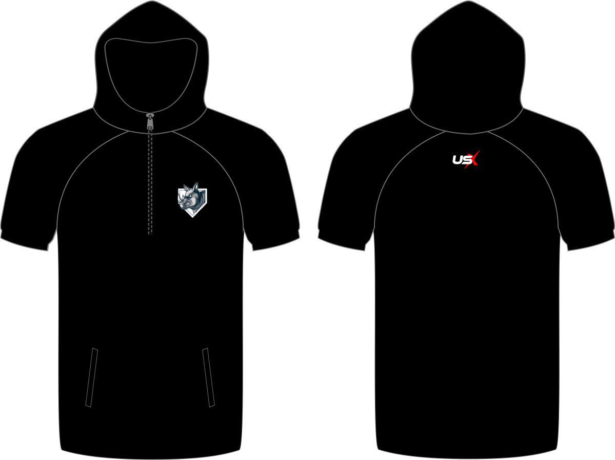 Rhinos Short Sleeve Hoodie Black