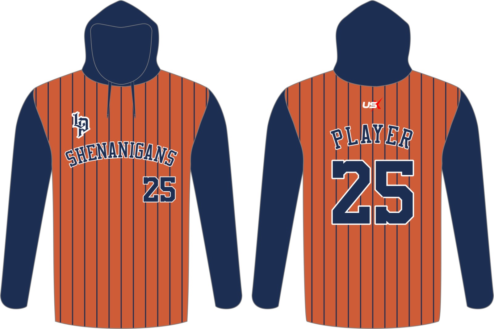 Shenanigans Long Sleeve Hoodie Orange Stripe